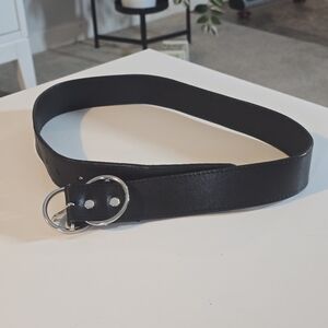 Brave Black Genuine Leather Belt with Silver Buckle